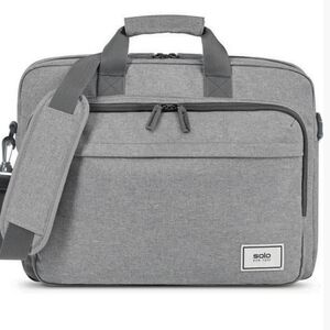 Solo New York Gray Re:New Recycled Adjustable Straps Laptop Briefcase Size 15.6"